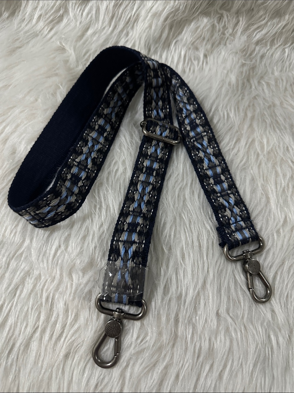 Source Unknown Navy and Light Blue Woven Messenger Strap